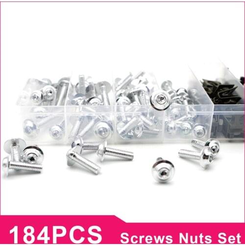 184PCS M6 M4 mixed size aluminum metal motorcycle screw bolt 4MM 6MM for yamaha r6 2008 ktm 1290 super adventure yamaha fz6