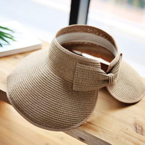 2021 New Women Summer Visors Hat Foldable Sun Hat Wide Large Brim Beach Hats Straw Hat chapeau femme Beach UV Protection Cap