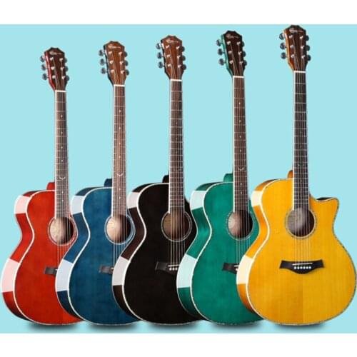 40 inch Solid Acoustic Guitar 6 Strings Cutaway Folk Guitar Bright Spruce Musical Instruments Guitarra Gift AGT331
