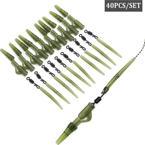 40PCS Carp Fishing Accessories Lead Clip Quick Change Swivel Tail Rubber Anti Tangle Sleeves for Carp Rigs Coarse Fishing Tackle