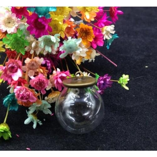 50sets/lot 20*12mm Glass globe orbs with bronze base set glass vial pendant DIY glass bottle dome cover necklace pendant charms