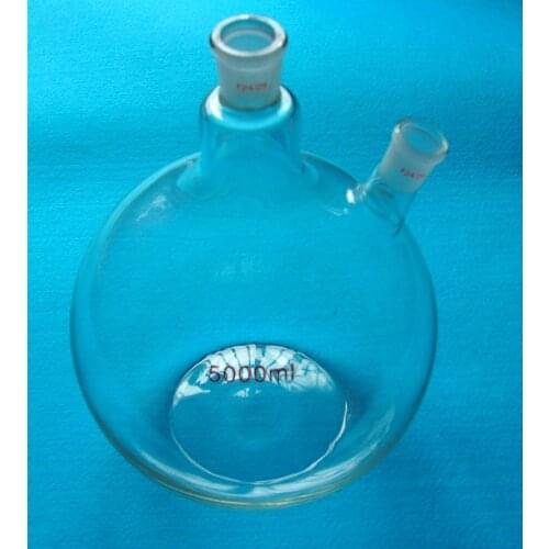 5000ml,24/29,2-neck,Flat Bottom,Glass Flask,5L,Two Necks,Chemistry Laboratory Bottle,Heavey Wall