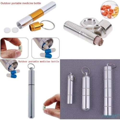 Outdoor Aluminum Pill Case Keychain Pocket Pill Holder Container Delicate Seal Medicine Organizer Box Waterproof Capsule Shape