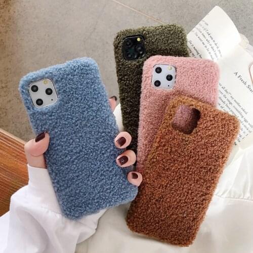Case for iPhone 12 Mini 11 Pro Max XS Max XR X Case Soft Furry fluffy Warm Cover for iPhone 6 6S 7 8 Plus Lady Gift Phone Case