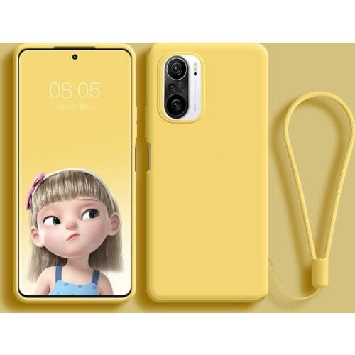 Case With Strap For Xiaomi POCO F3 X3 NFC M3 Mi 11 10t Pro Redmi K40 Note 10 Pro Soft Liquid Silicone Back Cover