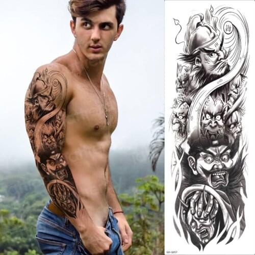 Skull sleeve tattoo designs for men temporary sticker tattoo long sleeve large black transfer tattoos oversleeve fake tatoo boys