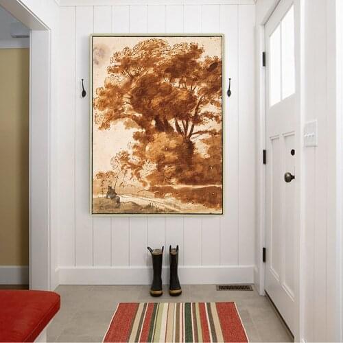 Citon Claude Lorrain《Trees》Canvas Art Oil Painting Plants Artwork Poster Picture Wall Decor Home Living room Decoration