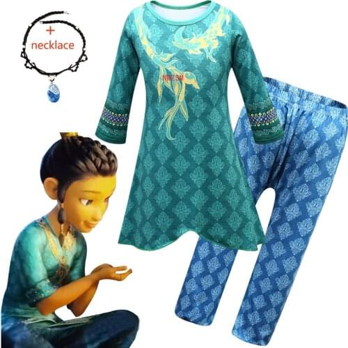 New Movie Raya and The Last Dragon Kids Cosplay Legend Halloween Costume Raya Bodysuit Fancy Set Children Performance Costume