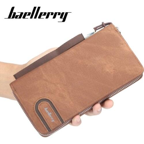 Baellerry Long Section Zipper Male Wallet Soft Leather Solid Color Casual Handbag Large Capacity Men Clutch carteira masculina
