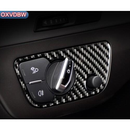 For Audi Q7 S line Carbon Fiber Headlight Switch Cover Trim 3D Sticker Car Styling 2016 2018 2019 Interior Accessories