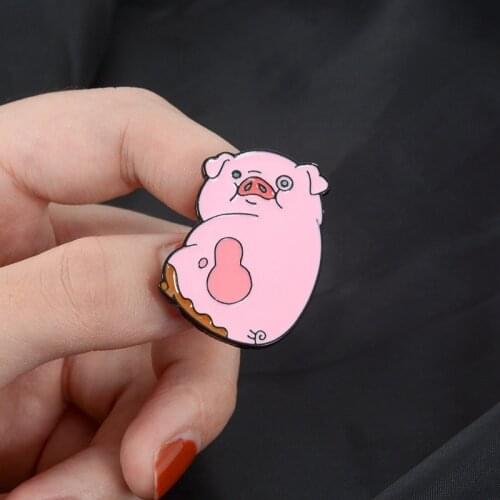 Cartoon Cute Pink Pig Swine Pink Animal Eco Lapel Badge Hat Enamel Pin