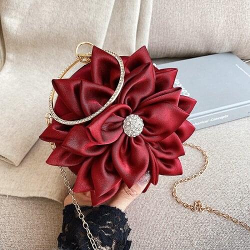 Elegant women 2020 new fashion flower Evening Bags personalized Long chain shoulder portable small round purses and handbags