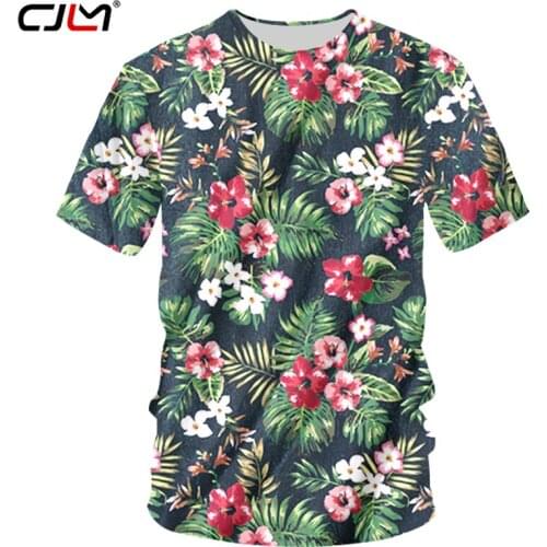 CJLM 3D Tshirts Men New Arrival Grace Full Print Floral Leaves 3d T Shirt T-shirts Casual Short Sleeve O Neck Shirts Tees Tops