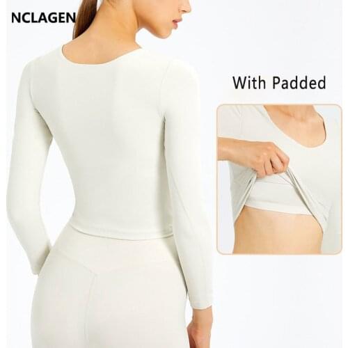 NCLAGEN T-shirt Yoga Blouse Long Sleeve Sports Top Women Padded Autumn And Winter High Elastic Naked-feel Fabric Gym Fitness