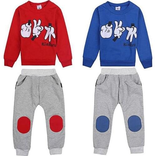 Childrens Clothing Sets Spring Summer Finger Games Girls Tracksuits Full Sleeve Cotton Kids Outfits Baby Boy Clothes 2 Colors