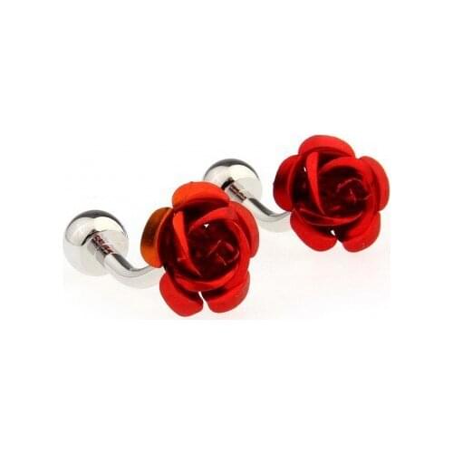 Red Rose Flower Cufflink Cuff Link 15 Pairs Wholesale Free Shipping