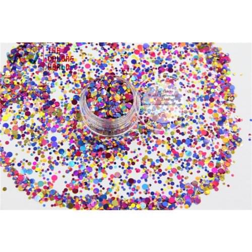 RA321-170 Mix Colors Dot shapes round Glitter for nail art,nail gel,makeup and DIY decoration