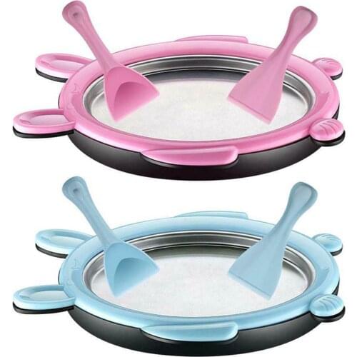 Mini Cartoon Fried Ice Cream Yogurt Making Machine Fruit Roll Maker Pan Summer Cool Ice Make Ice For Kids Pink Blue