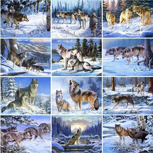 Evershine DIY Diamond Painting Wolf Mosaic Art Sets Diamond Embroidery Winter Animals Cross Stitch New Arrival Home Decorations
