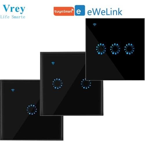 Vrey 86 EU Standard Smart Touch Tuya&E-welink APP support WiFi Remort Control wall Switch With Google Home&Alexa