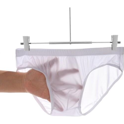Ice Silk Underwear Men Transparent Ultrathin Mens Briefs Panties Mesh Gauze Breathable Underpants See Through Slips Cuecas A50