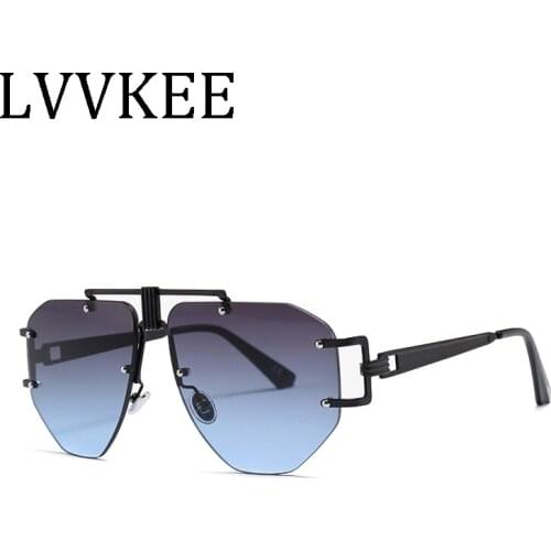 2019 New LVVKEE Brand Women designer Large frame sunglasses Gragdient Blue Gray Pink Square Vintage men sun glasses Retro UV400