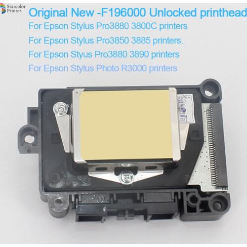 ORIGINAL New F196000 Printhead Unlocked DX7 Solvent Print Head For Epson Stylus Pro 3800 3850 3885 3880 3890 R3000 Printer Head