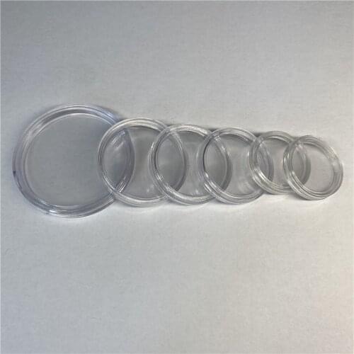 100 Pieces 19 20 22 25 27 30 40mm Clear Plastic Protector Capsules Containers Case For Token Coin Holder Boxes