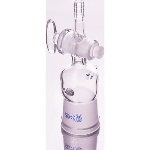 Straight suction connector,Glass valve,Joint with glass stopcock 40/38,With hook,Straight connector with piston