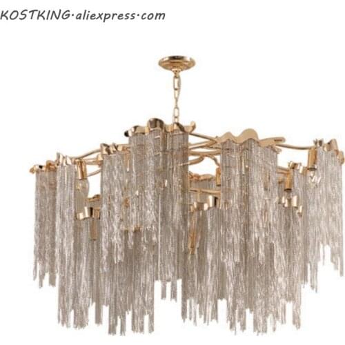 Deluxe creative tassel chandelier hand-braided chain lamp LED living room lamp warm dining room decoration chandelier 20lights