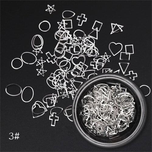 Rose Gold Rivet Nail Studs 3D Nail Art Decoration Gold Circle Star Round Square Triangle Cross Mixed Accessories in Box for DIY