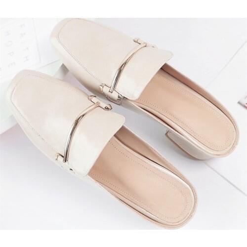 High Heels Mules Shoes Women Block Heel Square Toe Slip on Outdoor Slippers Slingback Ladies Slides Shoes Loafers Plus Size