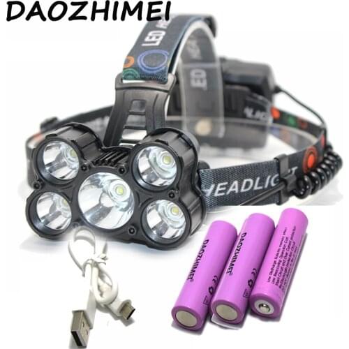8000LM LED 5*T6 Waterproof Headlamp 4 mode USB Headlight Head Lamp lighting Light Flashlight hike camping Torch