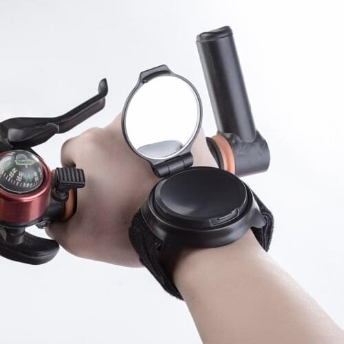Bike Rearview Mirror Adjustable Wrist Band 360 Degree Rotation for MTB Mountain Road Bicycle Riding Cycling