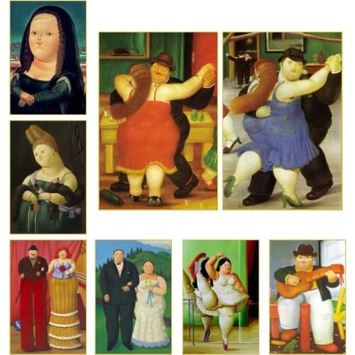 Funny Art Fat Dancer Couple Canvas Paintings By Fernando Botero Posters And Prints Living Room Wall Art Mural Picture Decoration