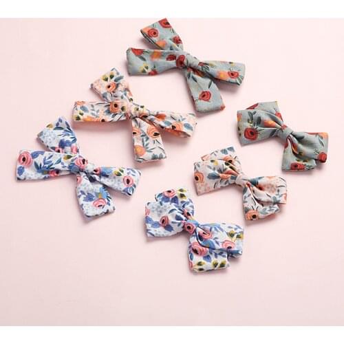 Baby Hair Clips Girls Handtied Bow Hairpin Floral Printing Children Cotton Hair Accessories Summer Kids Infant Cute Barrette