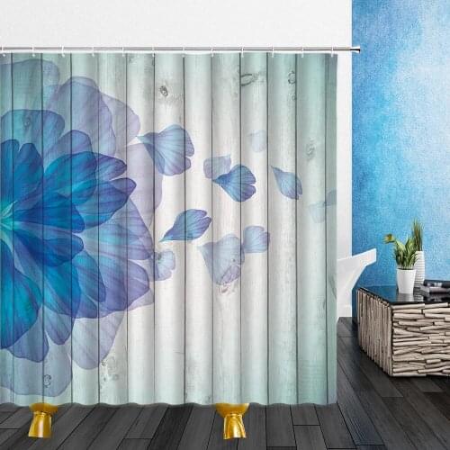 Bestselling Retro Board Shower Curtains Purple Flowers Cartoons 3D Print Bathroom Decor Fabric Bathtub Cloth Curtain With Hooks