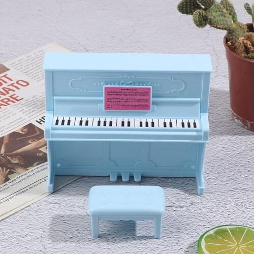 1 set 1:12 Dollhouse Miniature Grand Piano With Stool Musical Instrument Model for Dollhouse Accessories Home Decor Toy Gift