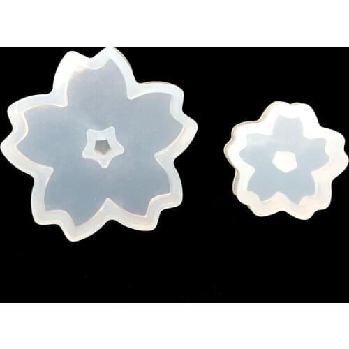 1pcs Sakura Cherry Blossoms A hole In Middle Silicone Resin Mold Clear Resin Mould For DIY Jewelry Charms Aceesories Making