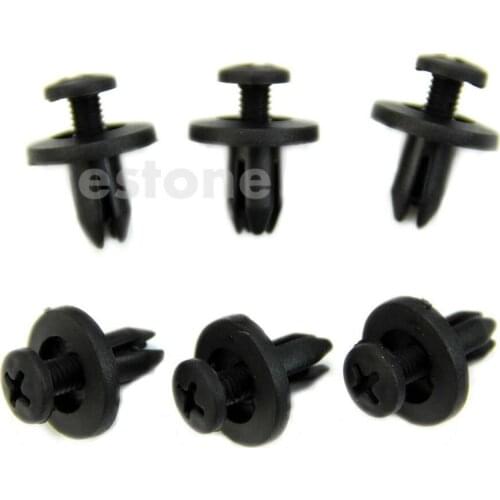 10Pcs New Car Bumper Fender 6mm Hole Black Plastic Rivets Fasteners for Toyota