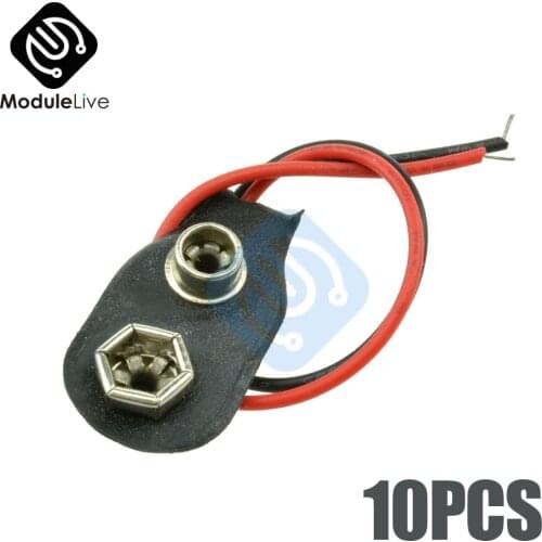 10PCS/Lot Snap On 9V Battery Holder Clip Connector Hard Shell 10CM Cable Lead 10 cm Electronic Tools