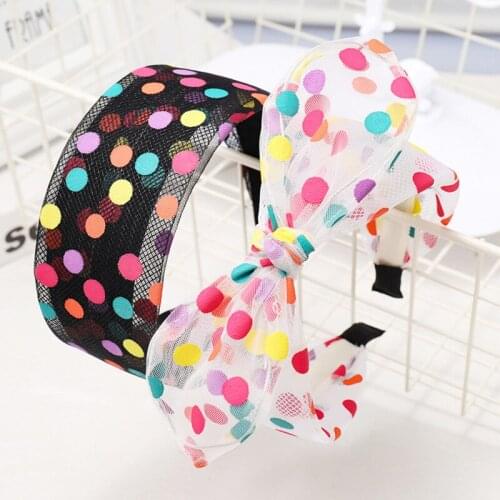 12pcs Cute Knotted Hair Bow Headbands for Girls Korea Rabbit Ears Hairband Wide Mesh Headband Hair Accessories