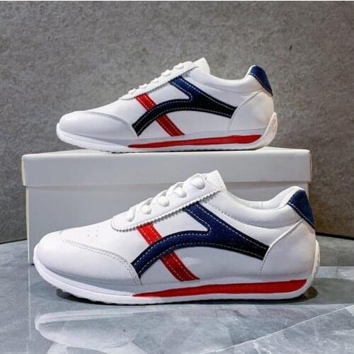 2021 Spring Women Sneakers Loafers PU Leather White Low Lace-Up Casual Sports Shoes Flats Outdoor Female Zapatos Skateboard Shoe