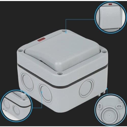 88x88 MP12 Wall Switch Outdoor Waterproof Dust-proof Wall Switch Socket for Garden Courtyard Lawn Garage Accessories