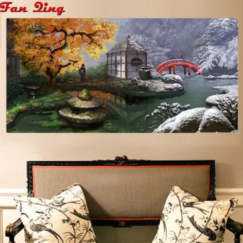 5D DIY Diamond Painting Winter Japanese garden scenery Of Rhinestones Full Round square Diamond Embroidery Sale home decor art