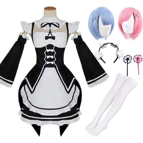 Anime Re Life In A Different World From Zero Ram/Rem Cosplay Costumes The Maid Outfit Halloween Costume Maid Servant Dress