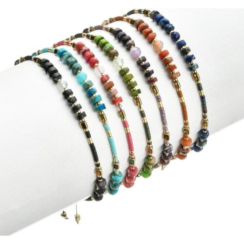 ZMZY Wristband Boho Style Natural Stone Bracelet Cylindrical Lucky Beads Charm Bracelet Bangle Women Men Handmade Unisex Jewelry