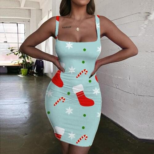 Giyu Brand Christmas Dress Women Snowflake Halter Sleeveless Gift Vestido Sexy Party 3d Print Womens Clothing Club Vintage Boho