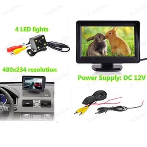 In-dash DC 12V 4.3 Inch TFT screen Color Car Rearview Monitor + 4 LED backlight display reverse parking camera