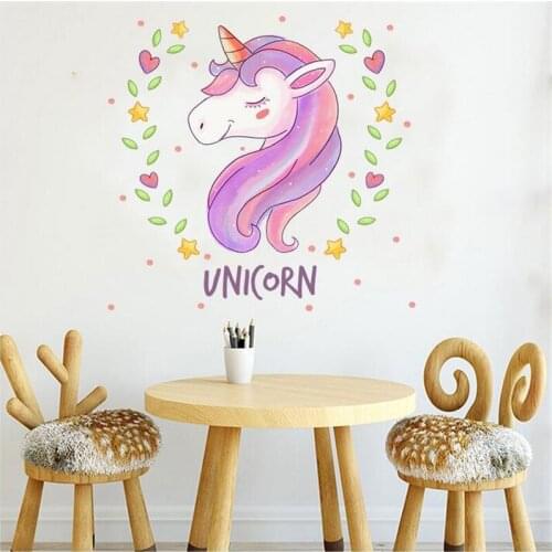 Colorful Unicorn wall stickers for kids rooms bedroom fridge computer toilet decor wall decals murals decor